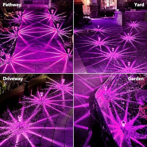 10 Pack Solar Lights Outdoor Waterproof LED Pink Pathway Lighting