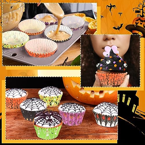 SANNIX 450pcs Halloween Cupcake Liners, Ghost Pumpkin Baking Cups Standard