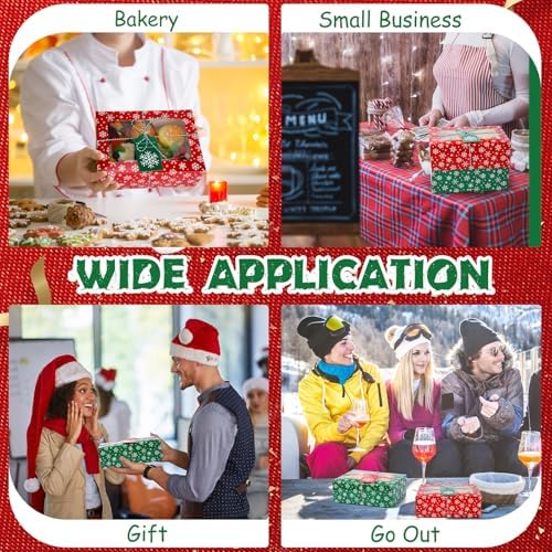 Glenmal 24 Pcs Christmas Cookie Boxes & Window, Snowflakes Pattern 9x6x3 in