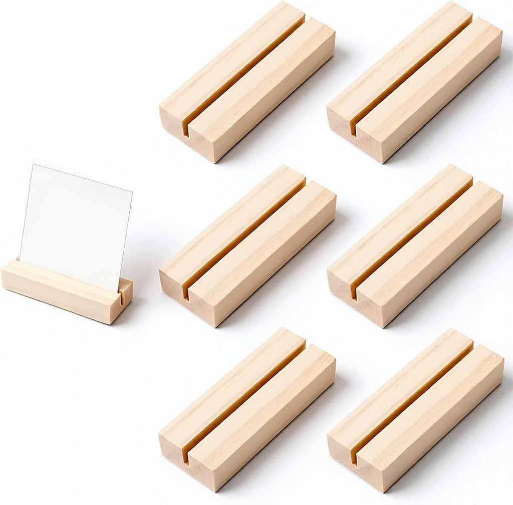 6Pcs Wood Table Number Stands, Wood Place Card Holders, Picture & Name Card Holders for Acrylic Signs, Table/Wedding/Ceremony/Home/Party/Decoration Holders
