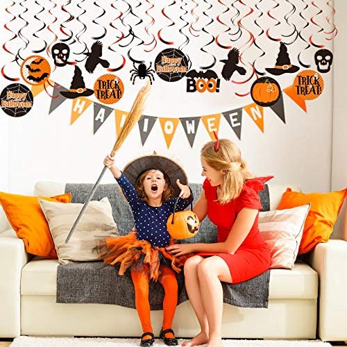 Blulu 50 Pcs Halloween Decorations Hanging Swirl Happy Halloween Decor
