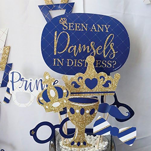 Royal Prince Charming Photo Booth Prop Kit, DIY Cardstock Props - 20pc