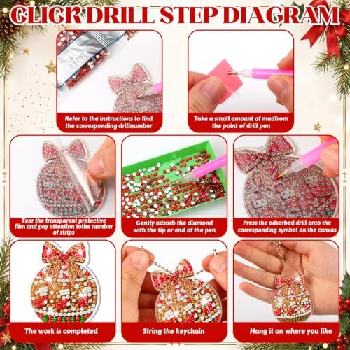 Tondiamo 20 Pcs Christmas Gingerbread Diamond Painting Keychains Kit