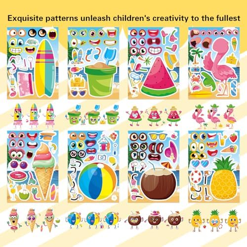 Summer Stickers, Make a Face Sticker, Hawaii Luau DIY Craft Activities