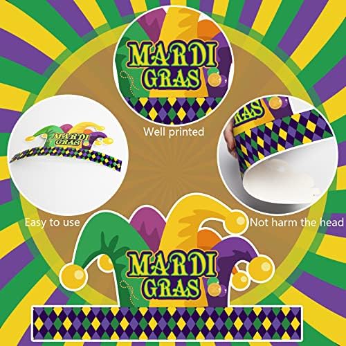 chiazllta 24 Pcs Mardi Gras Crown Kits Carnival Party Paper Hat For Kids Adults Mardi Gras Jester Favors Supplies Decoration