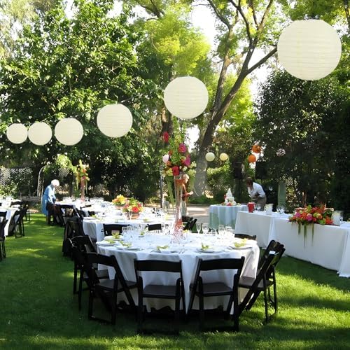 20Pcs Cream Paper Lanterns for Parties, 4” 6” 8” 10” 12” Chinese Asian Hanging Round Paper Lanterns for Birthday Wedding Halloween Christmas Home Decor Party Decor