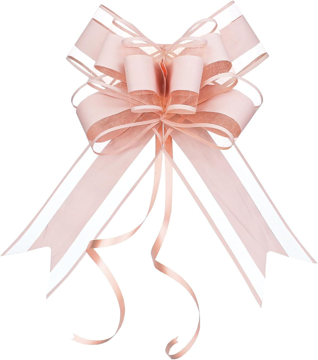 WEWILUCK Pink Bows for Gift Wrapping, Large Pull Bows for Present, Baskets