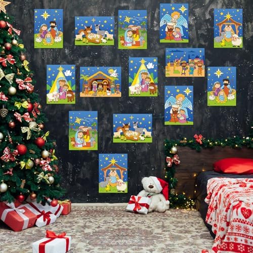 Marspark 24 Pcs Christmas Scratch Paper Nativity Art Crafts Bulk