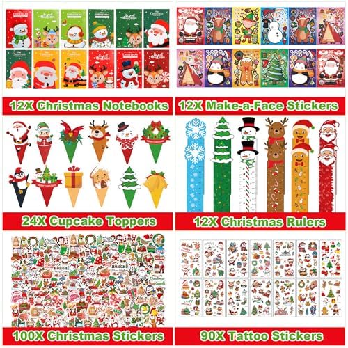 358PCS Christmas Party Favors Supplies Decoration, Goodie Bag Pinata Stocking Stuffers Bulk, Treasure Box Toy for Classroom Rewards, Advent Calendar Stuff Filler, Carnival Prizes, Xmas Birthday Gifts