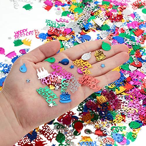 WILLBOND 3000 Pieces Birthday Confetti Metallic Foil Balloon Cake Star