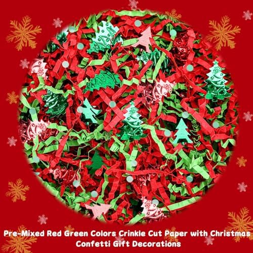 Jansun Christmas Red Green Crinkle Cut Paper, 115g/4oz Shred Filler