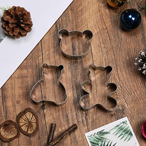 Teddy Bear Cookie Cutter Set - 3 Pieces Stainless Steel for Baking