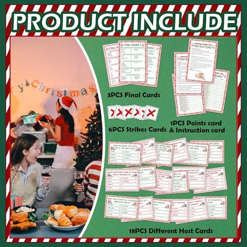 Christmas Friendly Feud Game, Friendly Christmas Party Games for Family Friends Large Groups, Funny Xmas Feud Quiz, Xmas Trivia Party Decoration for Winter Holiday -08