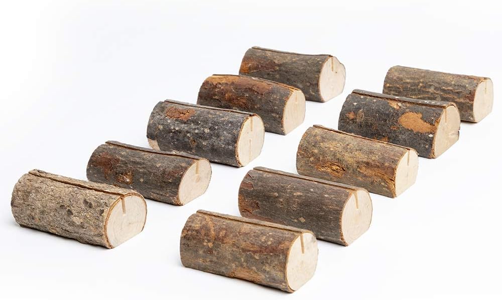 Rustic Real Wood Place Card Holders Table Numbers Holder Stand Memo Holder Card Photo Picture Note Clip Holders for Wedding Party Christmas Table Number Sign