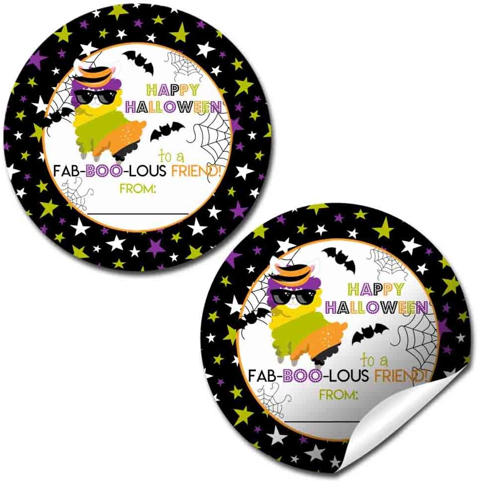 Halloween Llama Thank You Stickers, 40 Pack 2-Inch Fabulous Friend Labels, Spooky Party Favor & Envelope Seals by Amanda Creation