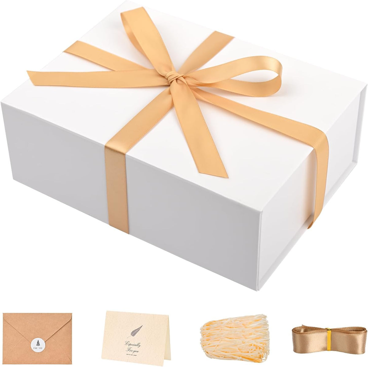 LIFELUM White Gift Box for Wedding with Magnetic Lid, 9.5"x7"x3.5"