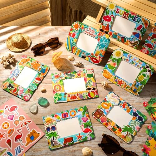 Jetec 48 Sets Hawaiian Picture Frame Craft Kits with Stickers