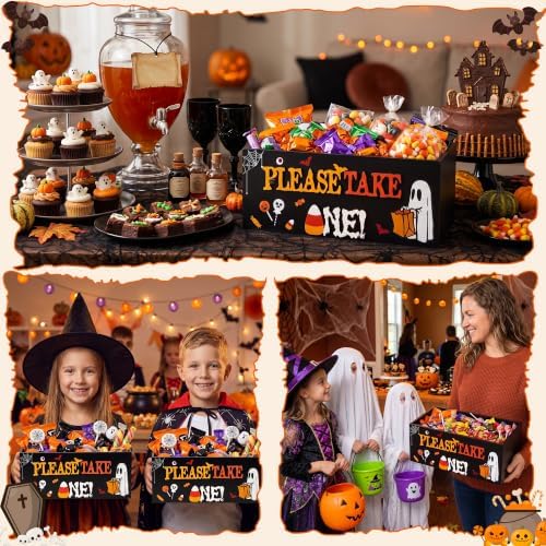 CJiangpo Halloween Candy Bowl Holder 3D Large Wooden Trick or Treat Holder