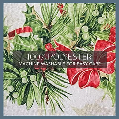 Elrene Home Fashions Holly Traditions Fabric Bordered Napkins, 17 Inches x 17 Inches, Set of 4