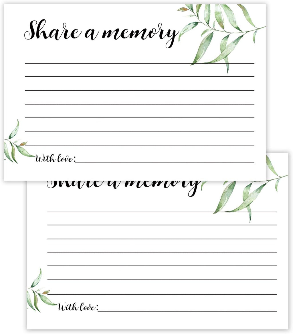 Giftideaworkshop 50 Greenery Share A Memory Cards for Celebration of Life Birthday Anniversary Memorial Funeral Graduation Bridal Shower Game, Guest Book Ideas, and Alternatives.4x6 Inches.