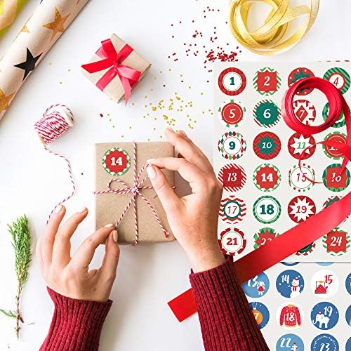 Naler 96PCS Christmas Advent Calendar Numbers Stickers