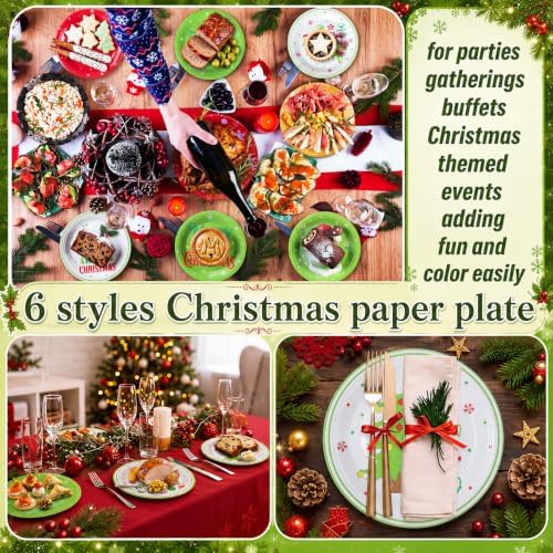 Fourluoo 96 Pcs 7 Inch Lime Green Christmas Paper Plates