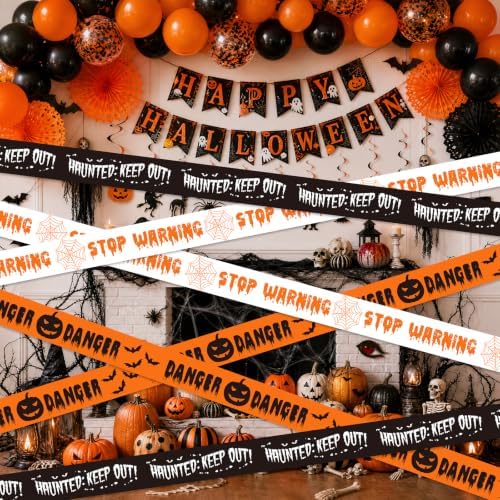 SWRT 3 Pack Halloween Decorations Caution Tape, 3 in x 30 Ft (Total 90 Ft)