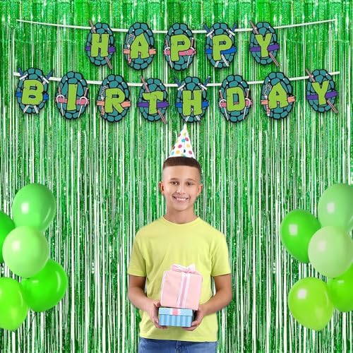 Green Tinsel Curtain Party Backdrop - 2 Packs