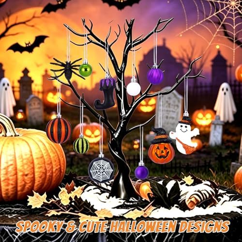 50 Pcs Halloween Ornaments for Tree Decorations, Shatterproof