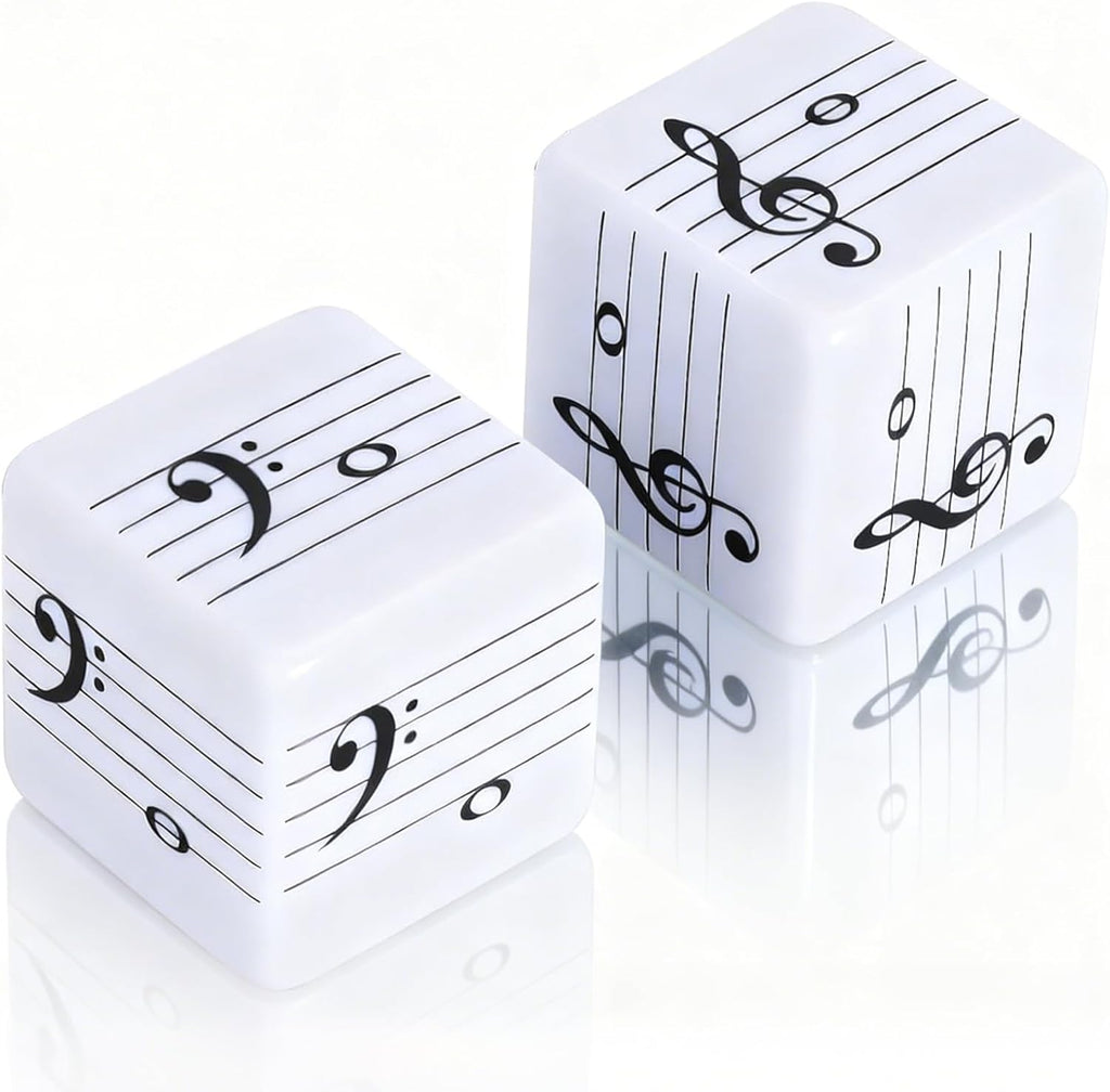 oyeftp Fun Five-Line Staff Music Note Dice for Theory Learning, Large 20mm Educational Dice Set, Includes Treble Clef & Bass Clef Dice for Classroom Music Games