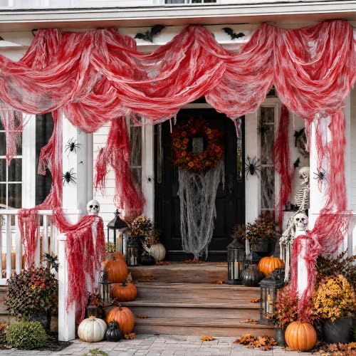 600 x 80 in Halloween Creepy Cloth for Yard and Outdoor Decorations, Blood