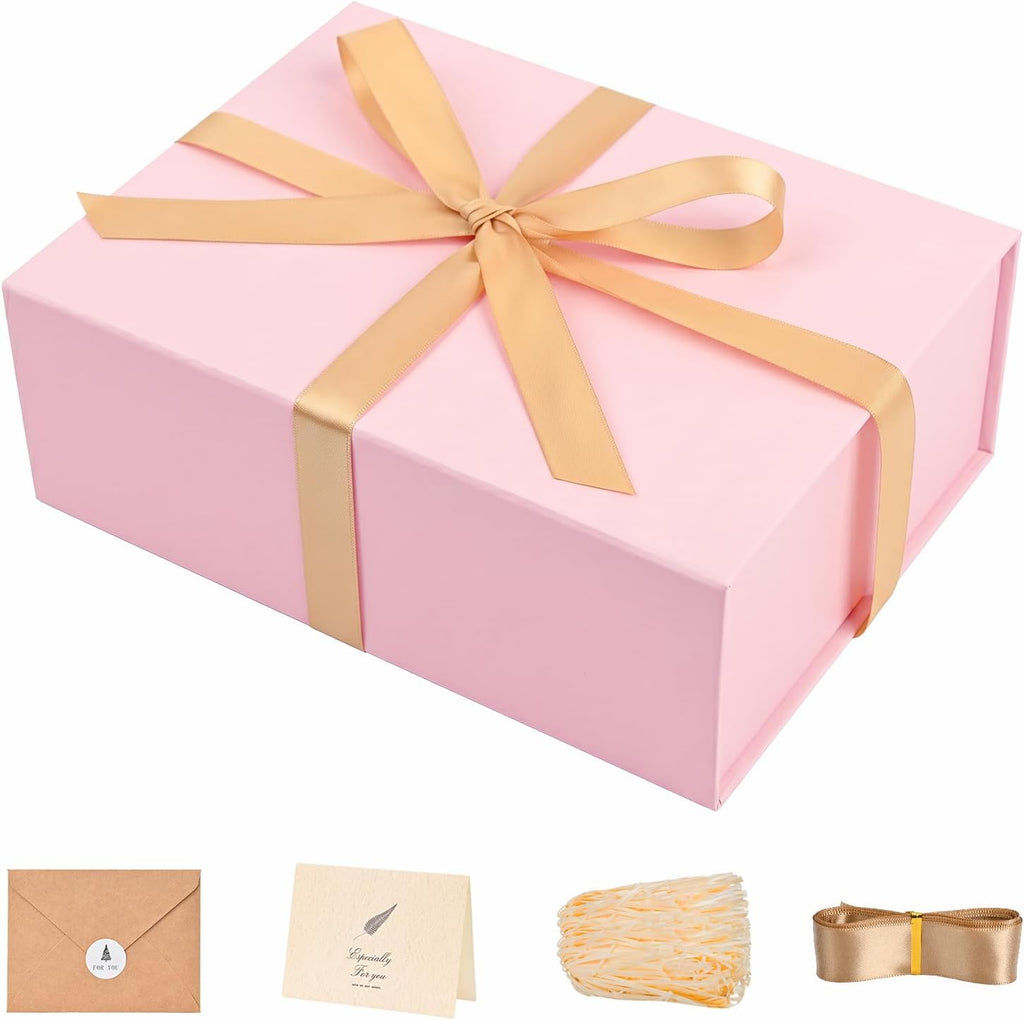 LIFELUM Pink Gift Box for Wedding with Magnetic Lid, 9.5"x7"x3.5"