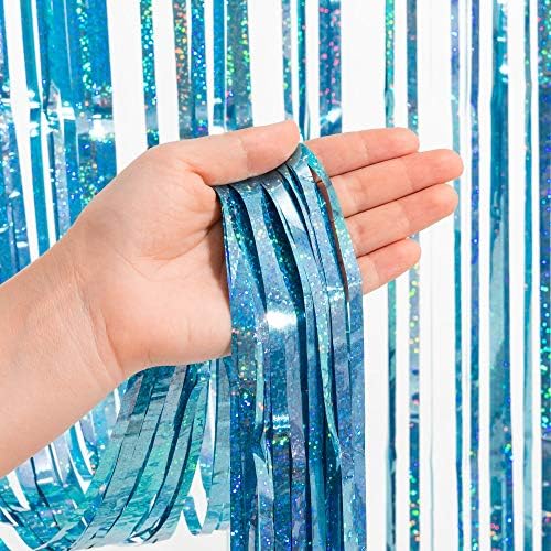 Blue Tinsel Curtain Party Backdrop - Pack of 2