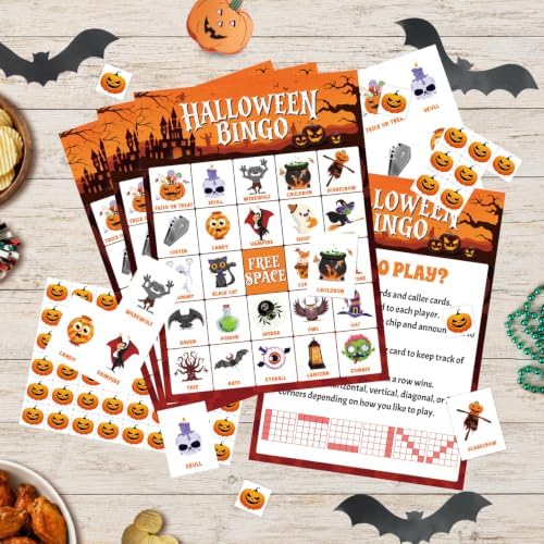 Halloween Bingo Game Cards for 24 Players - 5" x 7", Orange