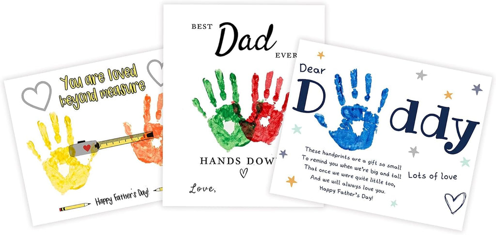 Father’s Day Crafts for Kids – Family Handprint Kit, Best Dad Ever Hands Down Gifts from Kids, Create Keepsake Dad Will Cherish Forever, DIY Art Activity for Toddlers, Set of 3 Personalized Present