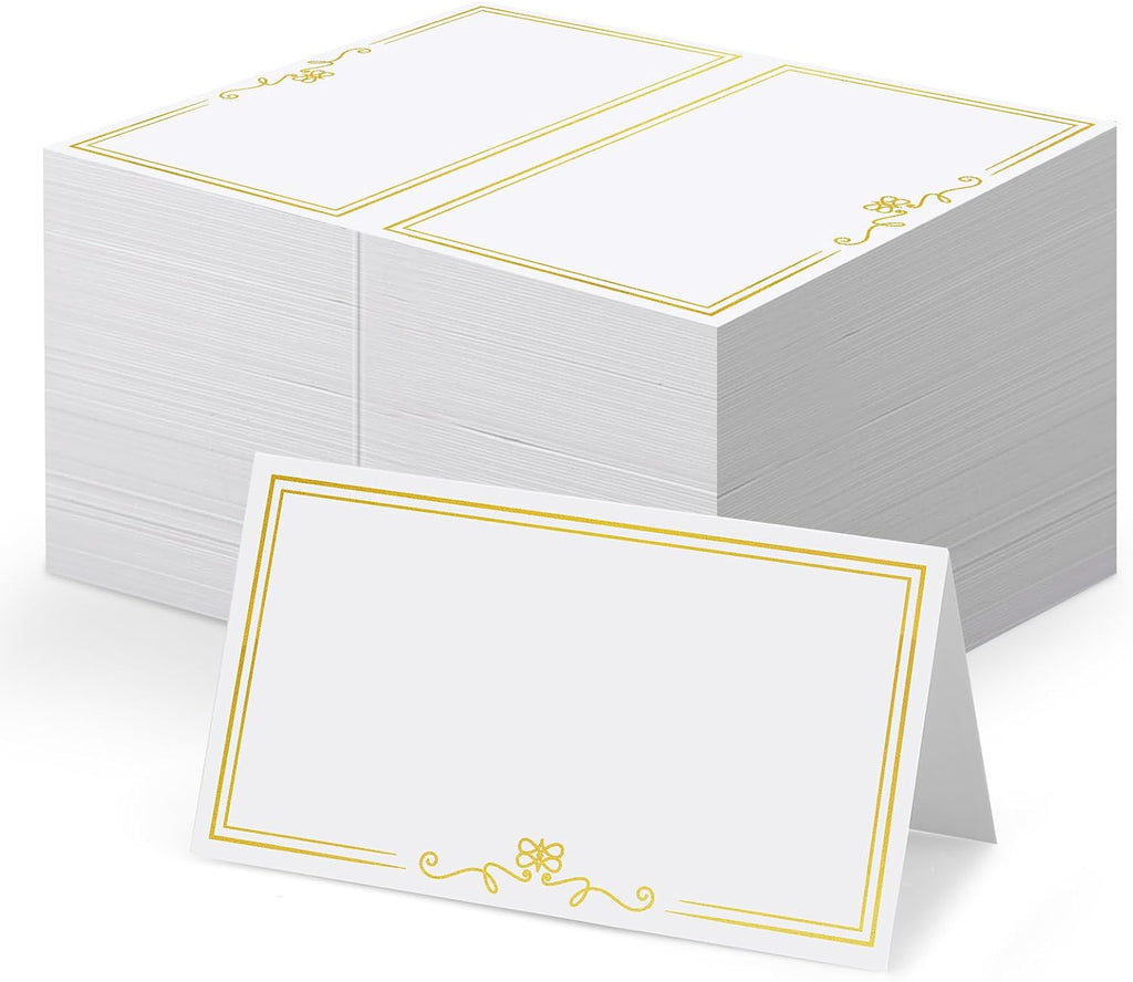 150Pcs Place Cards for Table Setting Wedding Cards with Gold Foil Border