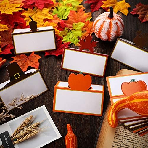 Outus 25 Pcs Thanksgiving Place Cards 4 x 2 Inch Fall Table Name Cards