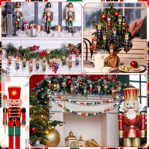 Cinnvoice 240 Pcs Holiday Wood Beads with Twine, Classic
