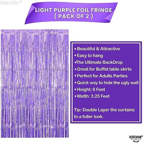 KatchOn Purple Streamers Backdrop - 3.2x8 Feet, Pack of 2, Purple Decor
