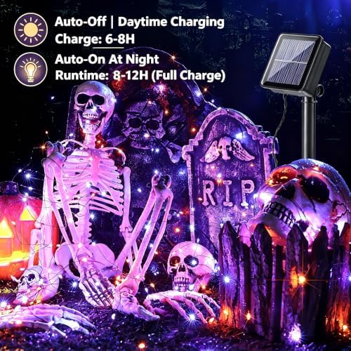 Brizled Orange & Purple Solar Halloween String Lights Outdoor Fairy Lights