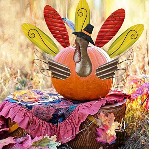 FORUP Pumpkin Turkey Making Kit, Metal Thanksgiving DIY Pumpkin, Poke into Pumpkin, Thanksgiving Pumpkin Decoration for Autumn Fall Thanksgiving Harvest Home Décor