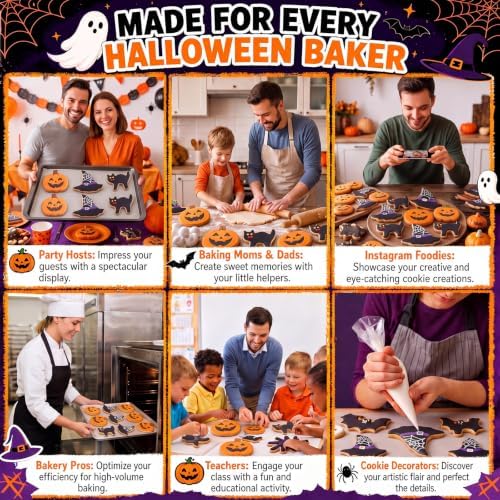 Teenyyou 3 Pcs 7.5 Inch Large Halloween Cookie Cutters Set Extra Large Pumpkin Witch's Hat Cat Shapes Stainless Steel Metal Giant Cookie Cutters Molds for Halloween Day Baking Party Kitchen Accessory