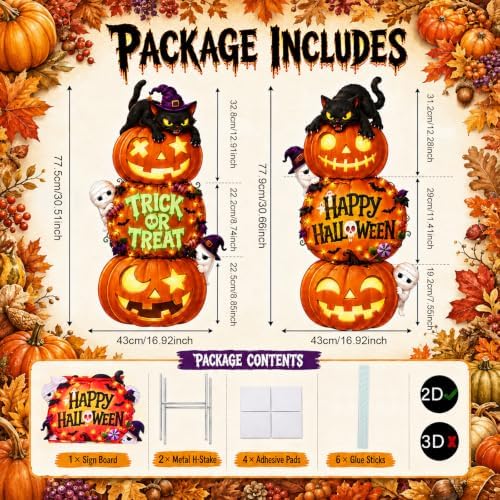 Halloween Decorations Outdoor Large Pumpkin Ghost Yard Signs with Stakes