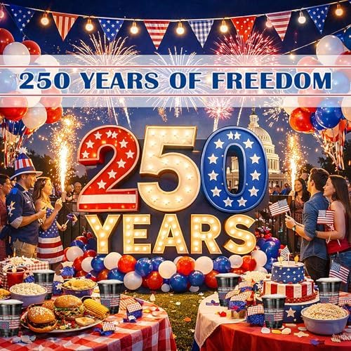 Vesici 100 Pcs 250th Anniversary Plastic Cups, Patriotic Disposable Cups