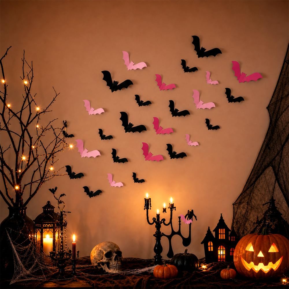 Halloween Ghost Cat Window Clings Pumpkin Bat Eyes Wall Decals Decorations