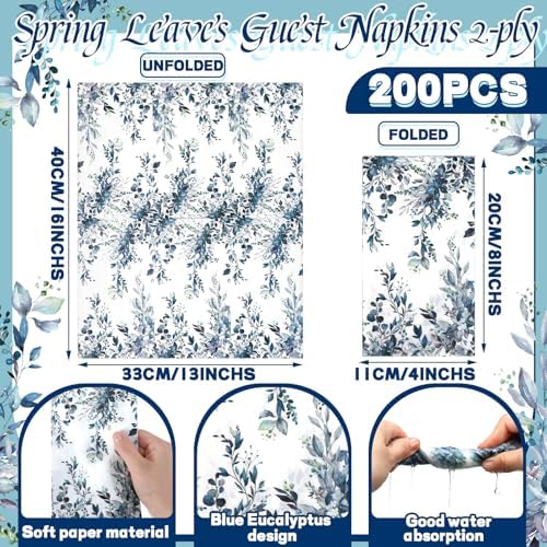 Seajan 200 Pcs Eucalyptus Napkins Paper Disposable Hand Towel for Bathroom
