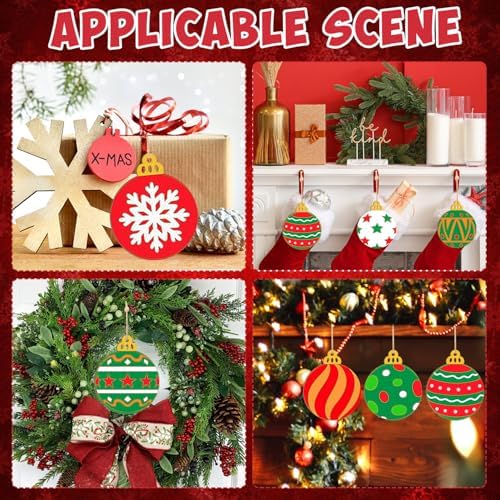 Wooden Christmas Ornaments to Paint Bell Decoration Cutouts Unfinished 36PCS, DIY Blank Unfinished Christmas Tree Wood Discs Ornament for Home Crafts Hanging