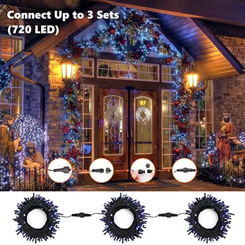 Brizled Blue White Christmas String Lights Indoor Outdoor, 78.74ft 240 LED