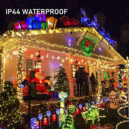 TW SHINE Warm White Christmas Lights, Total 400 LED 132FT Outdoor Christmas Lights Plug in with 8 Modes, Waterproof Light Outdoor Green Wire, Indoor Xmas Decoration for Party Yard House Decor
