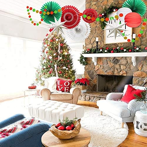 ADLKGG Red Green Christmas Party Decorations, Hanging Paper Decor Kit